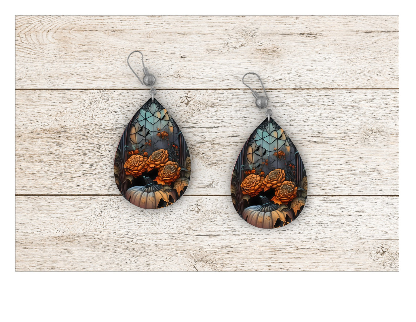 Pumpkin Stained Glass Earrings